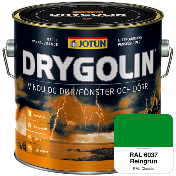 DRYGOLIN Vindu og dør - wetterbeständige Holzschutzfarbe für Außen (RAL 6037 Reingrün)