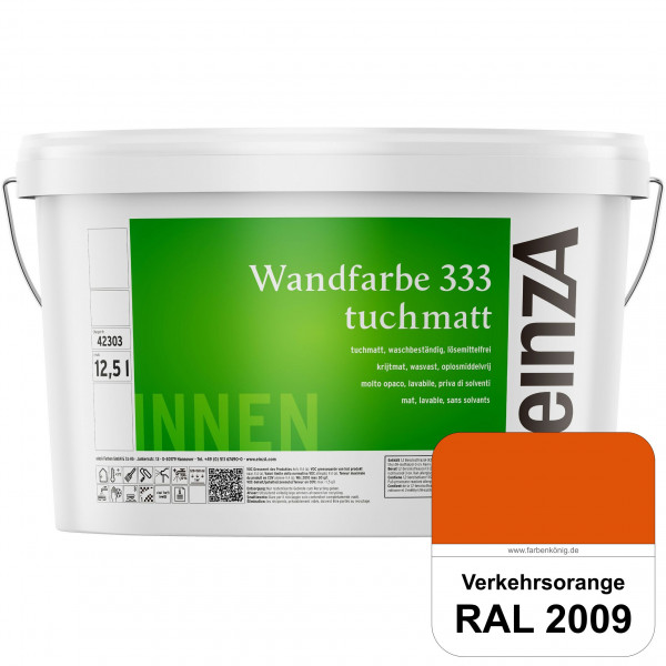 einzA Wandfarbe 333 tuchmatt (RAL 2009 Verkehrsorange) Hochdeckende, waschbeständige Wandfarbe