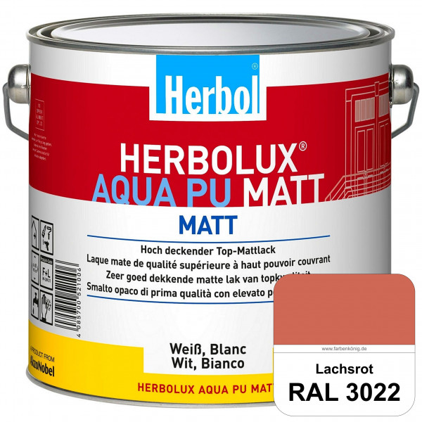 Herbolux Aqua PU Matt (RAL 3022 Lachsrot) Top-PU-Mattlack auf Wasserbasis (Innen)