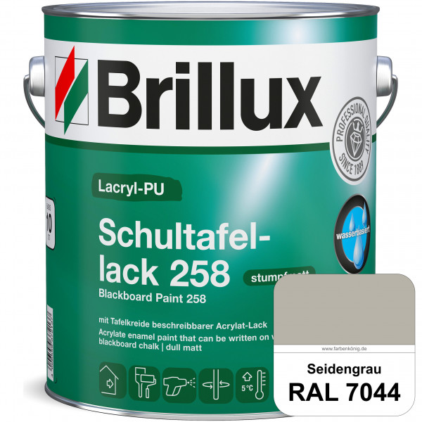 Lacryl-PU Schultafellack 258 (RAL 7044 Seidengrau) wasserbasierter und matter Schultafellack (innen)
