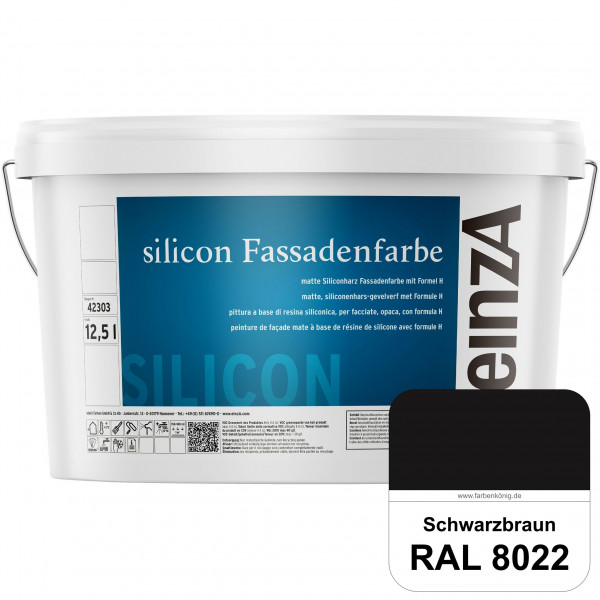 einzA silicon Fassadenfarbe (RAL 8022 Schwarzbraun) Hochwertige Siliconharz-Fassadenfarbe