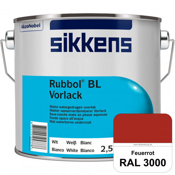 Rubbol BL Vorlack (RAL 3000 Feuerrot) Wasserbasierter, matter & umweltschonender Vorlack (innen)