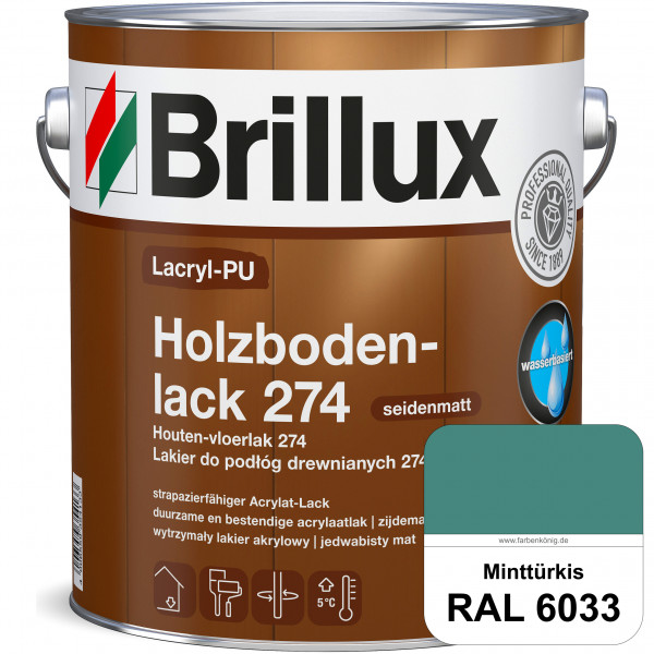 Lacryl-PU Holzbodenlack 274 (RAL 6033 Minttürkis) hochwertige & widerstandsfähige, deckende Versiege