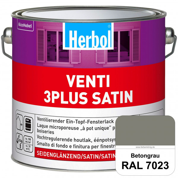 Venti 3Plus Satin (RAL 7023 Betongrau) feuchtigkeitregulierender & seidenglänzender Ein-Topf-Fenster