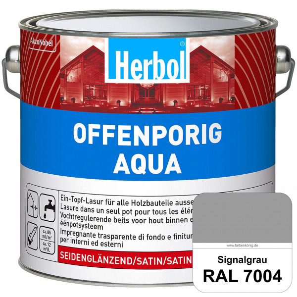 Offenporig Aqua (RAL 7004 Signalgrau) Wasserverdünnbar & hochwertige Ein-Topf-Holzlasur - Feuchtesch