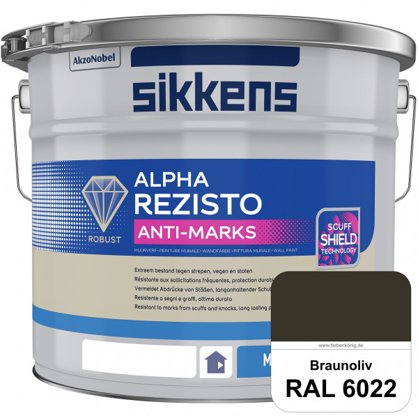Alpha Rezisto Anti-Marks (RAL 6022 Braunoliv) Extrem widerstandsfähige Innenwandfarbe