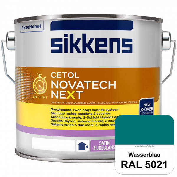 Cetol Novatech neXt (RAL 5021 Wasserblau) Schnelltrocknende Hybrid-Lasur mit höchster Wetterbeständi