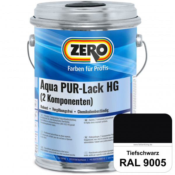 Aqua PUR-Lack HG inkl. Härter (RAL 9005 Tiefschwarz)