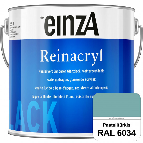 einzA Reinacryl (RAL 6034 Pastelltürkis) wetterbeständige glänzende Acryl-PU-Lackfarbe