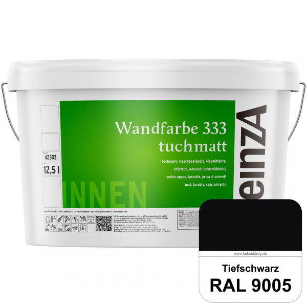 einzA Wandfarbe 333 tuchmatt (RAL 9005 Tiefschwarz) Hochdeckende, waschbeständige Wandfarbe