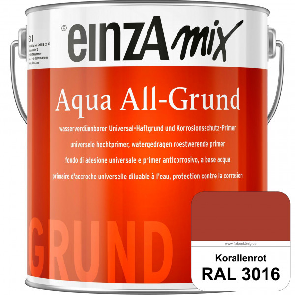 einzA Aqua All-Grund (RAL 3016 Korallenrot) Wasserverdünnbarer Haftgrund & Korrosionsschutz-Primer