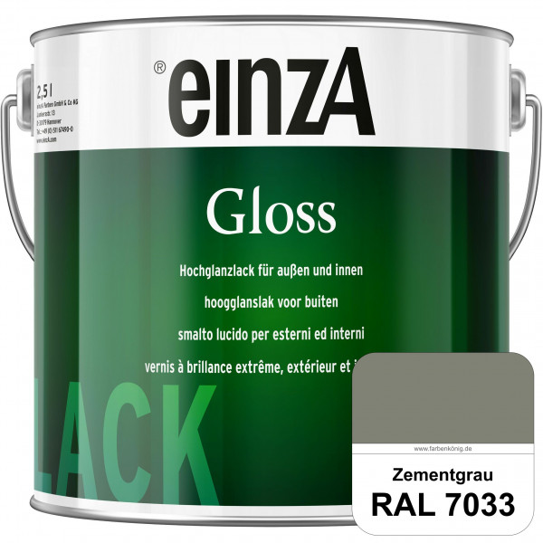 einzA Gloss (RAL 7033 Zementgrau) Hochwertiger Alkydharzlack in Premium-Qualität, hochglänzend.