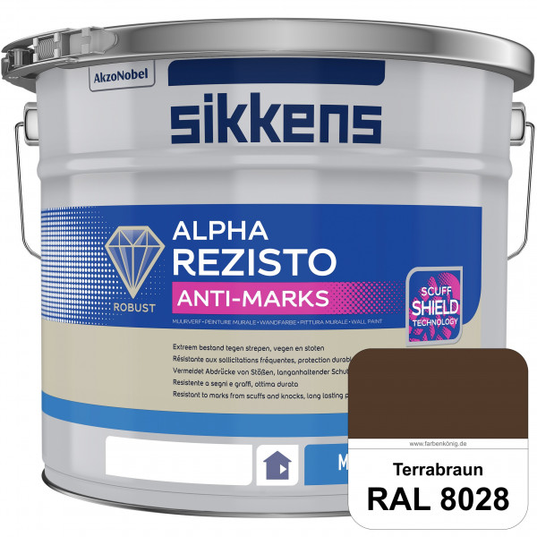 Alpha Rezisto Anti-Marks (RAL 8028 Terrabraun) Extrem widerstandsfähige Innenwandfarbe