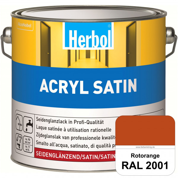 Acryl Satin (RAL 2001 Rotorange) wasserverdünnbarer seidenglänzender Lack (Innen & Außen)