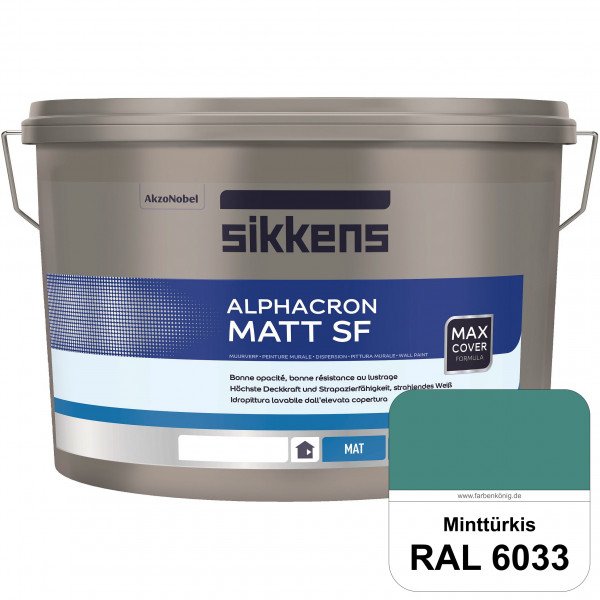 Alphacron Matt SF (RAL 6033 Minttürkis) stumpfmatte & hochwertige Premium-Wandfarbe (innen)