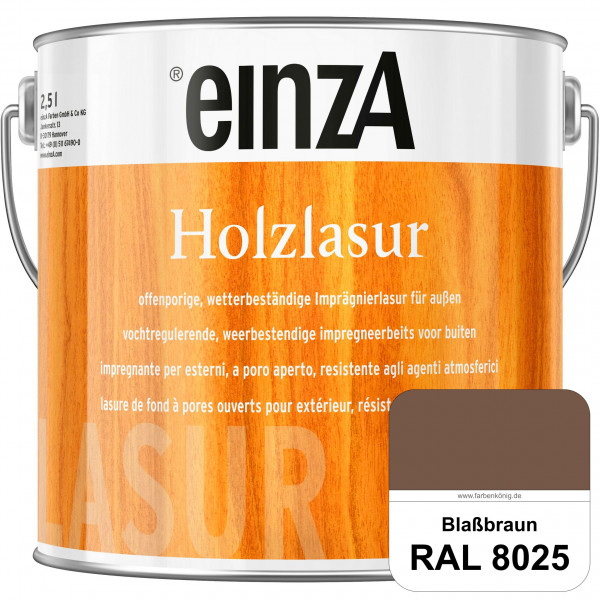 einzA Holzlasur (RAL 8025 Blassbraun) Offenporige Imprägnierlasur für Außen-Holzbauteile