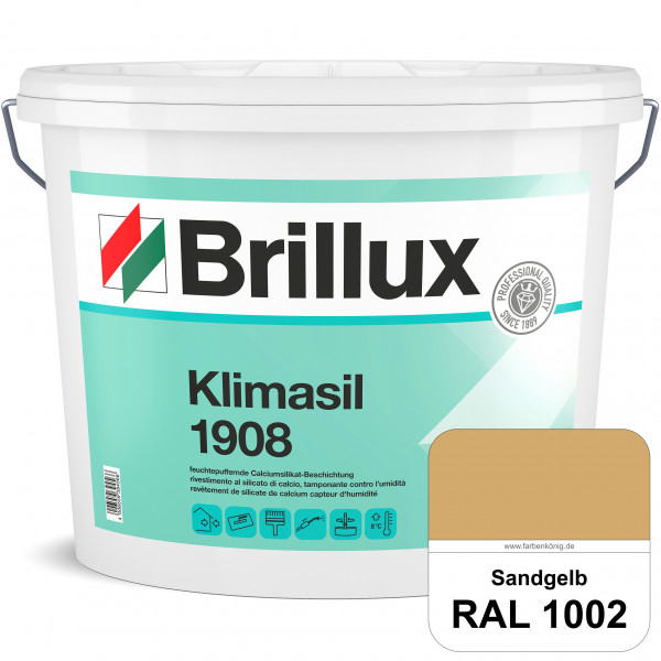 Klimasil 1908 (RAL 1002 Sandgelb) feuchtepuffernde & gut füllende Calciumsilikat-Beschichtung (außen