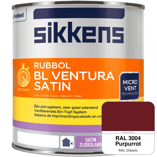 Rubbol BL Ventura Satin NEU (RAL 3004 Purpurrot) Seidenglanzlack (wasserbasiert) Fenster außen