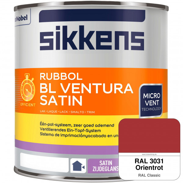 Rubbol BL Ventura Satin NEU (RAL 3031 Orientrot) Seidenglanzlack (wasserbasiert) Fenster außen