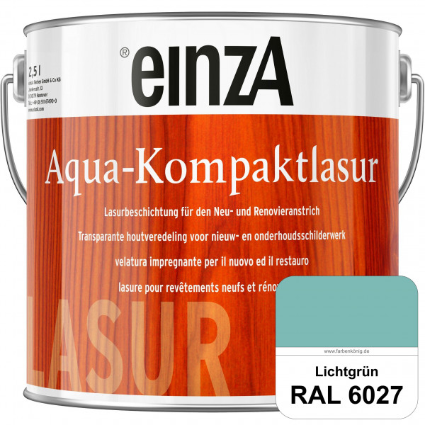 einzA Aqua-Kompaktlasur (RAL 6027 Lichtgrün) wasserverdünnbare & feuchtigkeitsregulierende Lasurbesc