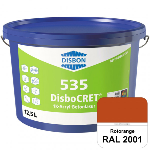 DisboCRET 535 1K-Acryl-Betonlasur (RAL 2001 Rotorange) Schutzbeschichtung für Beton im Außenbereich