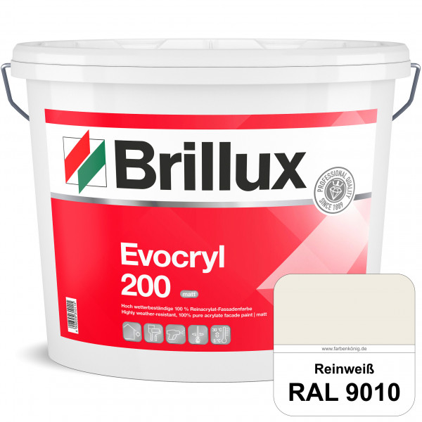 Evocryl 200 (RAL 9010 Reinweiß) Verschmutzungsunempfindliche 100% Reinacrylat Fassadenfarbe