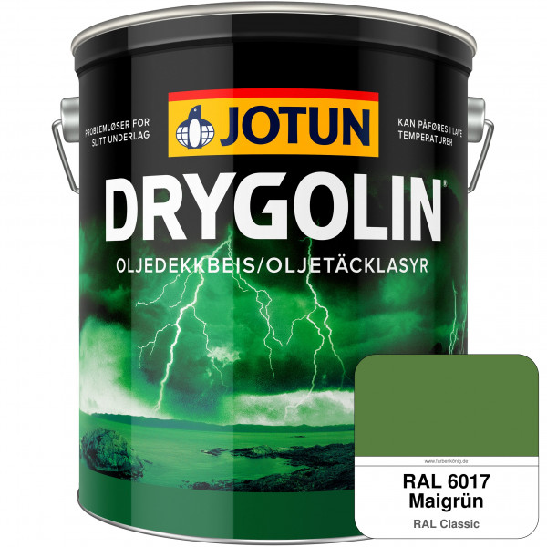 DRYGOLIN Oljedekkbeis - Deckende & wetterbeständige Öllasur für Außen (RAL 6017 Maigrün)