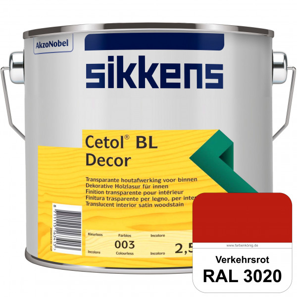 Cetol BL Decor (RAL 3020 Verkehrsrot) wasserbasierte & seidenglänzende Dünnschichtlasur für innen