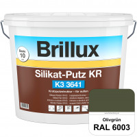 Silikat-Putz KR K3 3641 (RAL 6003 Olivgrün) Dekorativer Kratzputz auf Silikatbasis