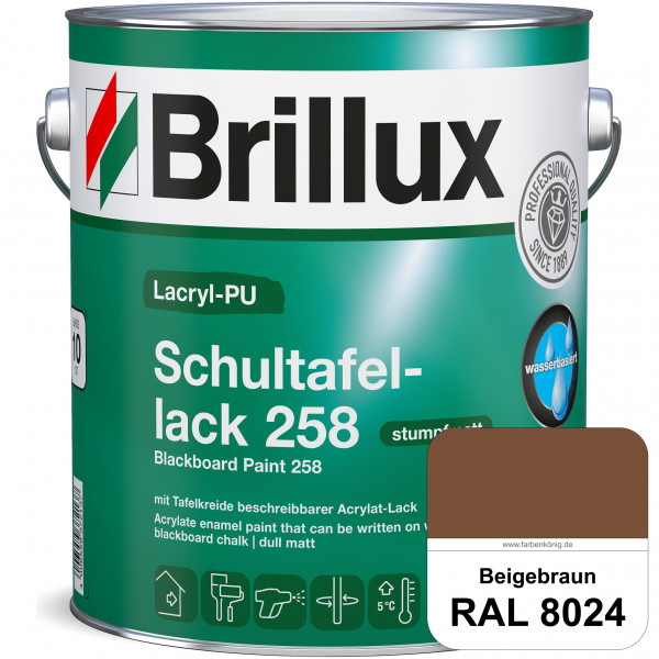 Lacryl-PU Schultafellack 258 (RAL 8024 Beigebraun) wasserbasierter und matter Schultafellack (innen)