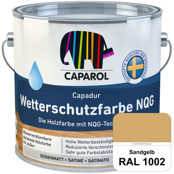 Capadur Wetterschutzfarbe NQG (RAL 1002 Sandgelb) Holzfarbe mit NQG-Technologie wasserbasiert für au
