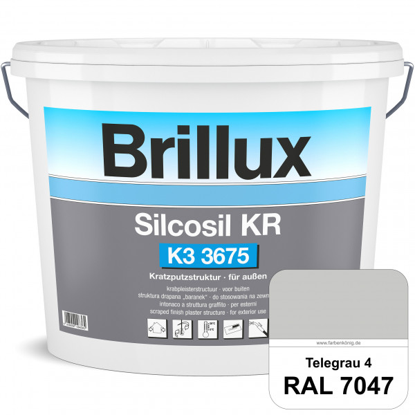 Silcosil KR K3 3675 mit Protect (RAL 7047 Telegrau 4) siliconverstärkter Dekorputz, Kratzputzstruktu