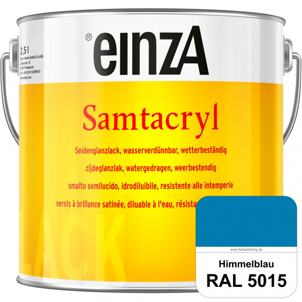 einzA Samtacryl (RAL 5015 Himmelblau) wetterbeständige seidenglänzende Acryl-PU-Lackfarbe