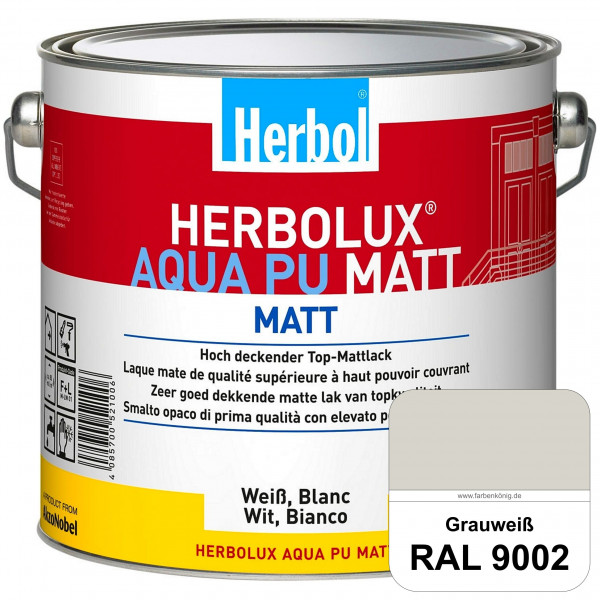 Herbolux Aqua PU Matt (RAL 9002 Grauweiß) Top-PU-Mattlack auf Wasserbasis (Innen)