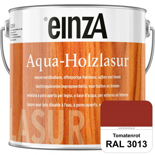 einzA Aqua-Holzlasur (RAL 3013 Tomatenrot) wasserverdünnbare offenporige Holzlasur für Holzbauteile