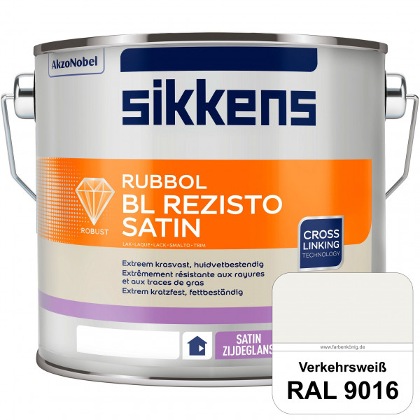 Rubbol BL Rezisto Satin (RAL 9016 Verkehrsweiß) seidenglänzender und strapazierfähiger Lack (wasserb