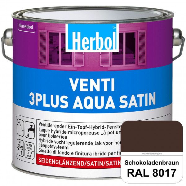 Venti 3Plus Aqua Satin (RAL 8017 Schokoladenbraun) wasserbasierter & feuchtigkeitregulierender Ein-T