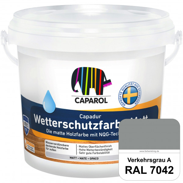 Capadur Wetterschutzfarbe Matt (RAL 7042 Verkehrsgrau A) matte Holzfarbe mit NQG-Technologie für auß
