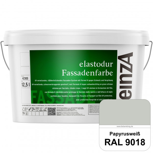 einzA elastodur Fassadenfarbe (RAL 9018 Papyrusweiß) UV-vernetzendes & rissüberbrückendes Fassadenfa