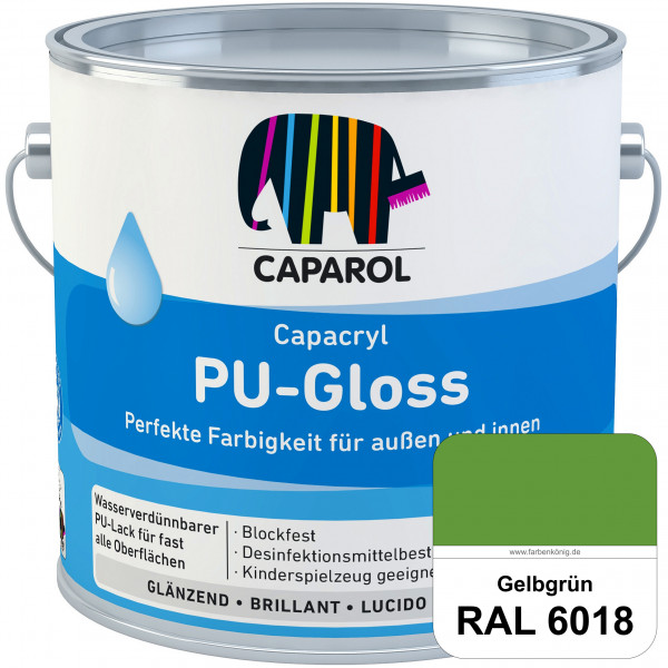 Capacryl PU-Gloss (RAL 6018 Gelbgrün) glänzender & wasserbasierter Lack (innen & außen)
