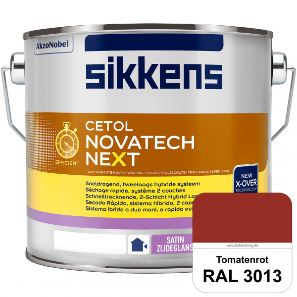 Cetol Novatech neXt (RAL 3013 Tomatenrot) Schnelltrocknende Hybrid-Lasur mit höchster Wetterbeständi