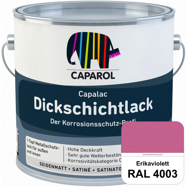 Capalac Dickschichtlack (RAL 4003 Erikaviolett) 1-Topf Metallschutzlack (löselmittelhaltig) innen &