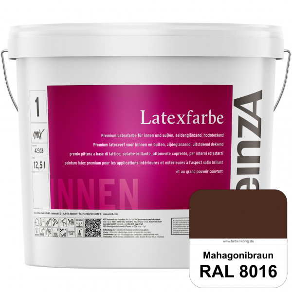 einzA Latexfarbe Premium (RAL 8016 Mahagonibraun) Hochwertige scheuerbeständige seidenglänzende Late