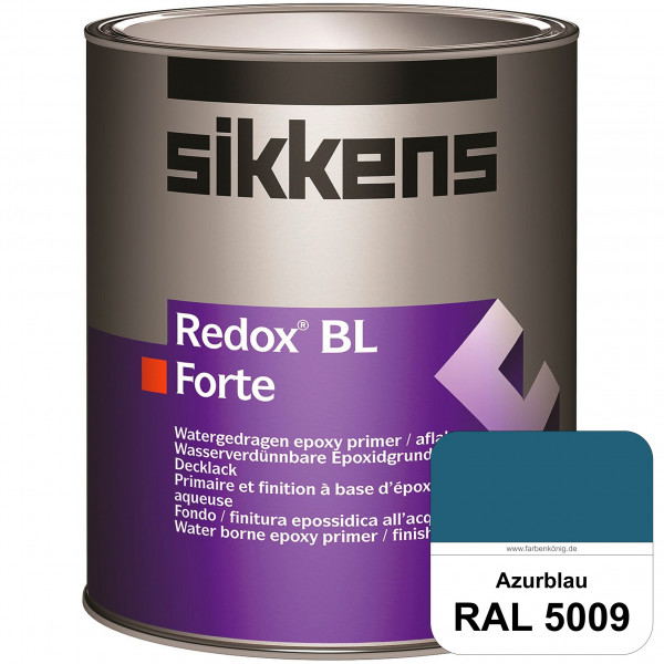 Redox BL Forte (RAL 5009 Azurblau) seidenmatte & wasserbasierte 2-K-Epoxidharzlack (innen)