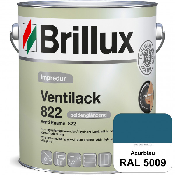 Impredur Ventilack 822 (RAL 5009 Azurblau) Seidenglanzlack (lösemittelhaltig) Fenster & Türen innen