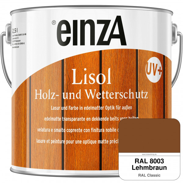 einzA Lisol Holz- und Wetterschutz Lasur und Farbe (RAL 8003 Lehmbraun)