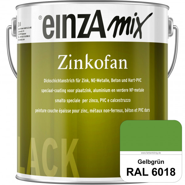 einzA Zinkofan (RAL 6018 Gelbgrün) Hoch wetterbeständiges "Dickschicht-1-Topf-System"