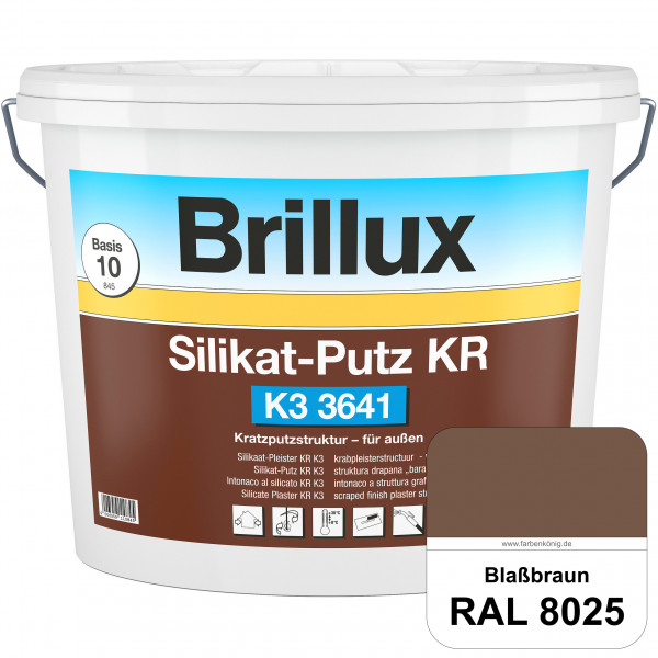 Silikat-Putz KR K3 3641 (RAL 8025 Blassbraun) Dekorativer Kratzputz auf Silikatbasis