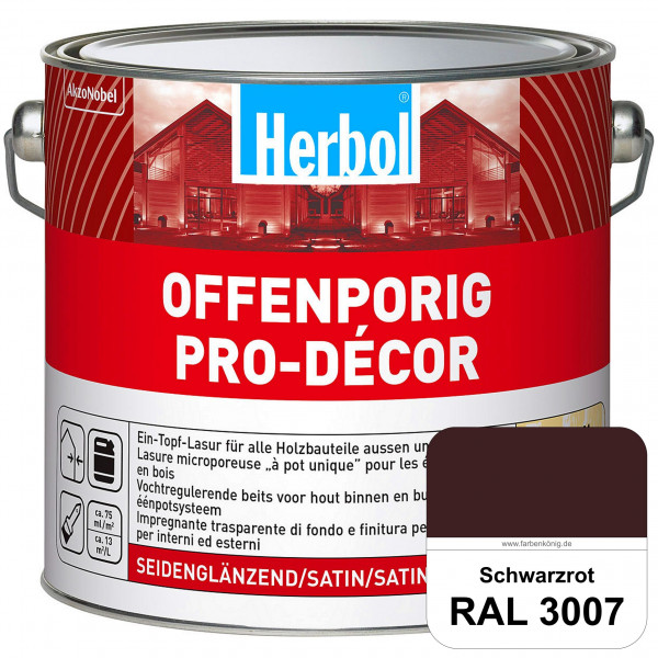 Herbol Offenporig Pro-Décor (RAL 3007 Schwarzrot) Hochwertige Ein-Topf-Holzlasur mit 2-Phasen-UV-Sch