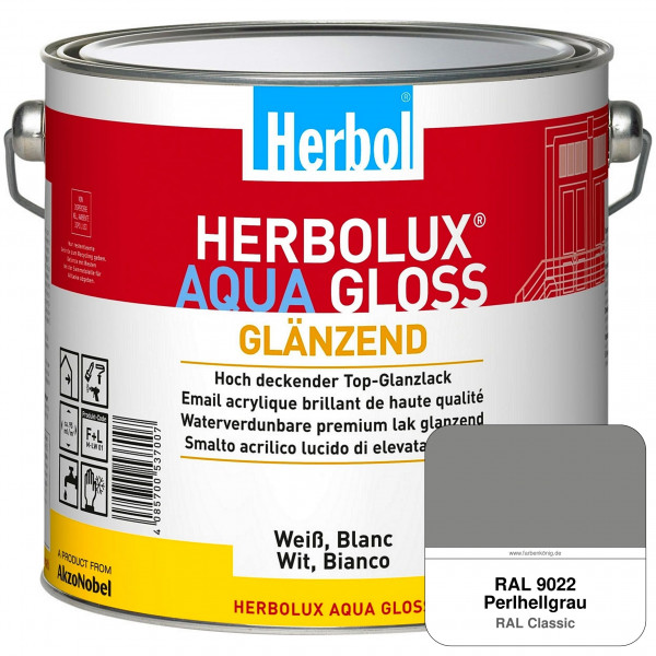 Herbolux Aqua Gloss (RAL 9022 Perlhellgrau) Wasserverdünnbarer Top-Glanzlack (Innen)
